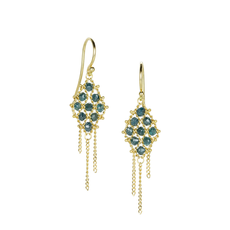 Amali Blue Diamond and Gold Textile Earrings | Quadrum Gallery