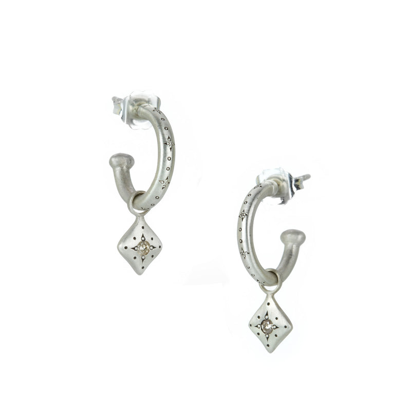 Adel Chefridi Silver Hoops with Silver Night Diamond Drops | Quadrum Gallery