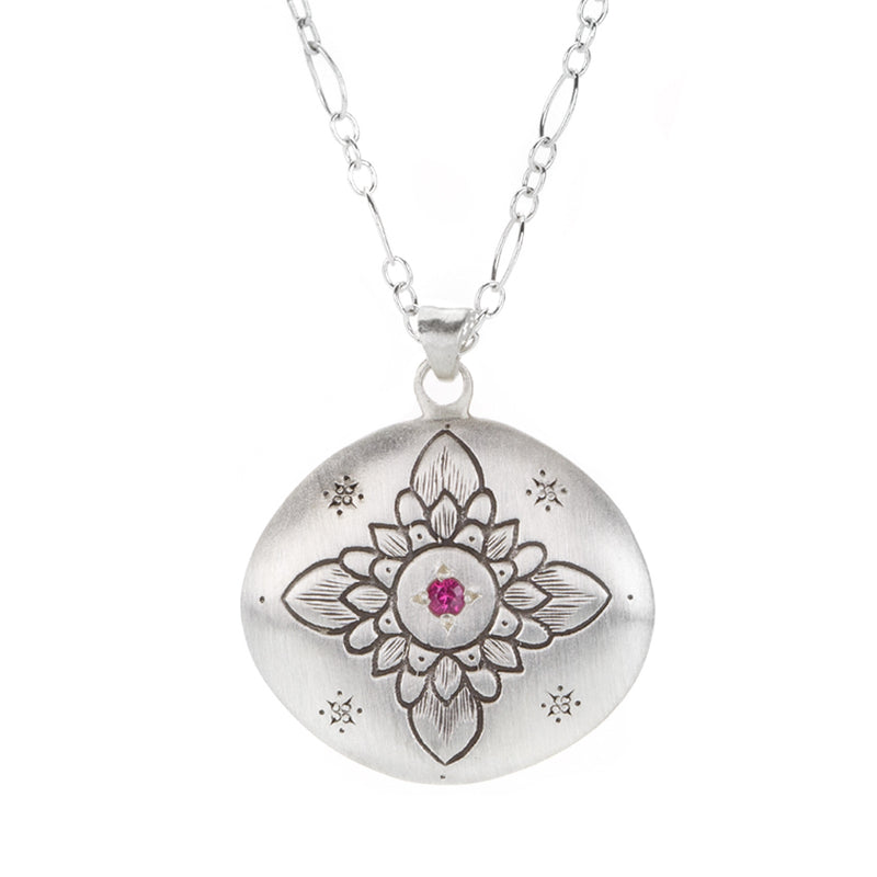 Adel Chefridi Pink Sapphire Lotus Pendant Necklace | Quadrum Gallery
