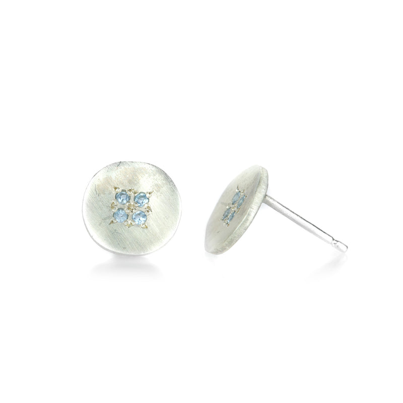 Adel Chefridi Four Star Wave Charm Aquamarine Studs  | Quadrum Gallery