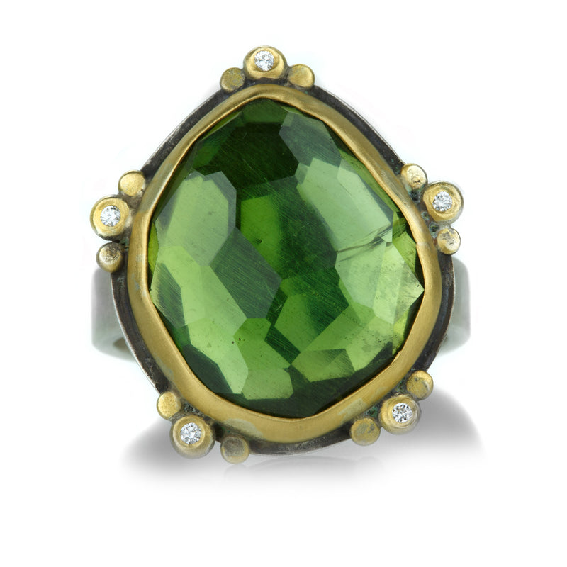 Ananda Khalsa Rose Cut Green Tourmaline and Diamond Ring | Quadrum Gallery