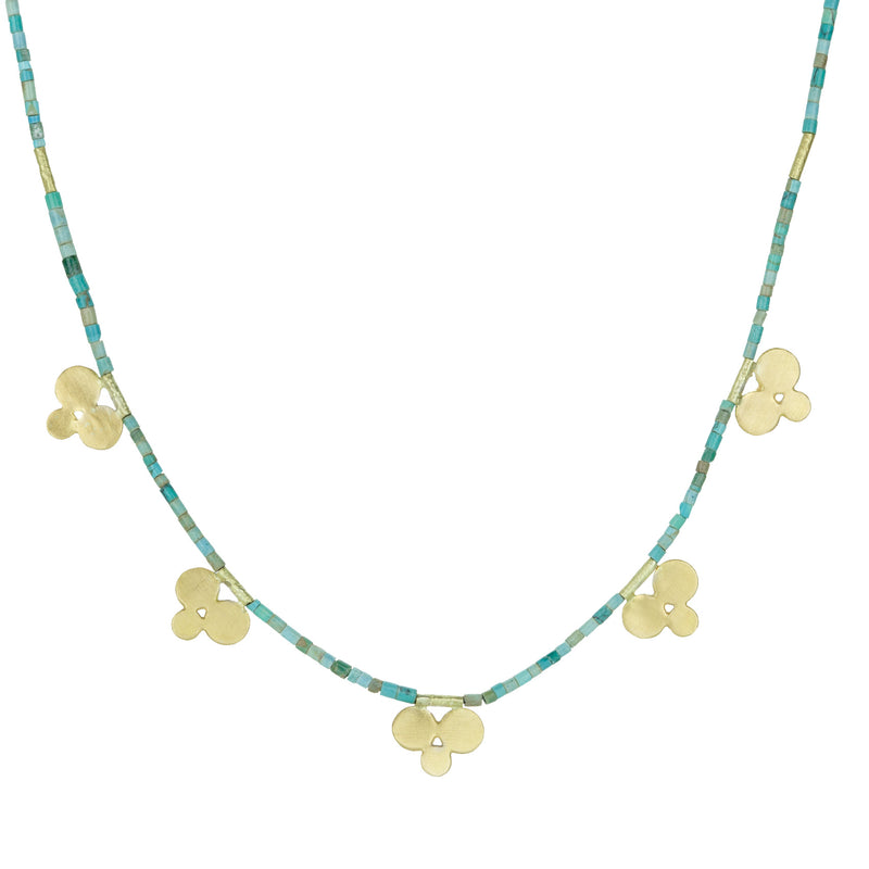 Ananda Khalsa Green Turquoise Necklace with Trio Charms | Quadrum Gallery