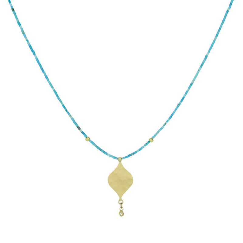 Ananda Khalsa Blue Turquoise Necklace with Soft Diamond Charm | Quadrum Gallery