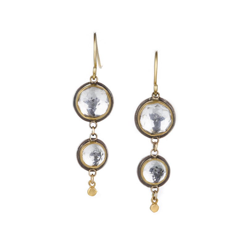 Ananda Khalsa Two Stone Rose Cut White Topaz Drop Earrings | Quadrum Gallery