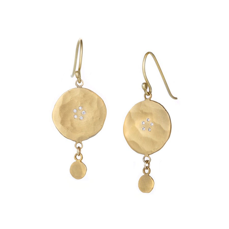 Ananda Khalsa 22k Hammered Disc Drop Earrings | Quadrum Gallery