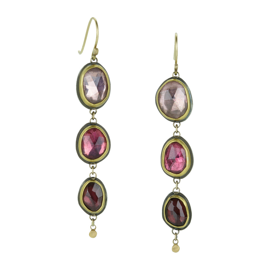 Ananda Khalsa Ombre Pink Tourmaline & Rhodolite Garnet Earrings | Quadrum Gallery