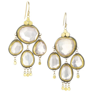 Ananda Khalsa Rose Cut Rose Quartz Chandelier Earrings | Quadrum Gallery