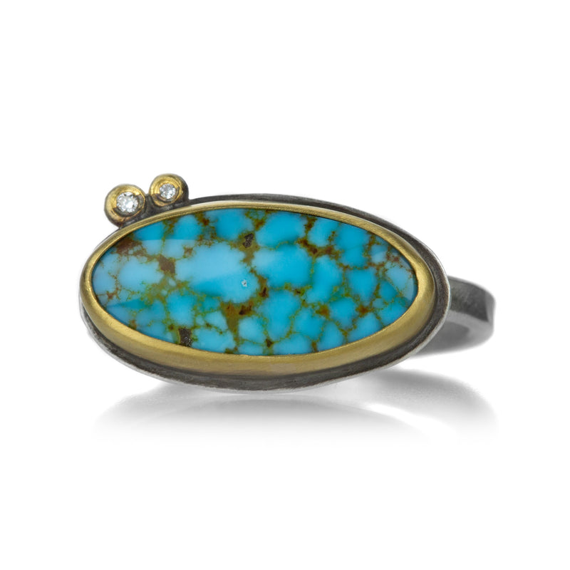 Ananda Khalsa Kingman Turquoise Ring with Diamonds | Quadrum Gallery