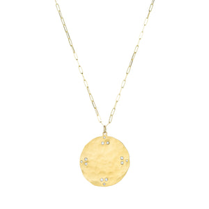 Ananda Khalsa Hammered Disc and Diamond Pendant Necklace | Quadrum Gallery