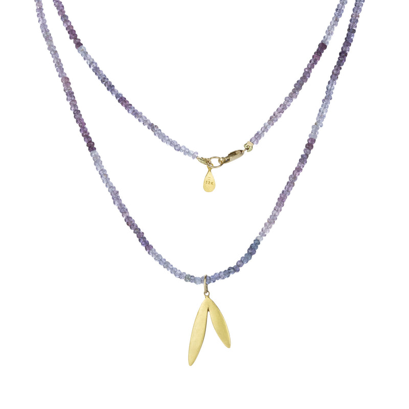 Ananda Khalsa Ombre Iolite Necklace with Double Leaf Charm | Quadrum Gallery