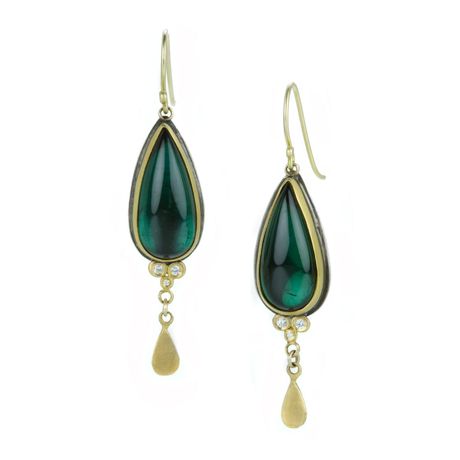 Ananda Khalsa Teardrop Green Tourmaline and Diamond Earrings | Quadrum Gallery