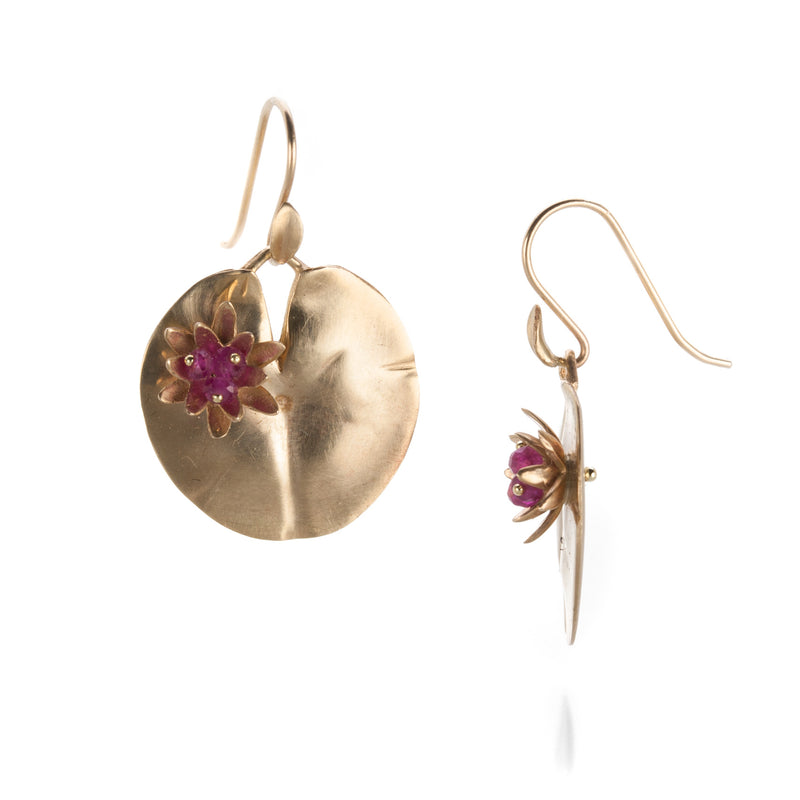Annette Ferdinandsen Lily Pad with Ruby Blossom Earrings | Quadrum Gallery