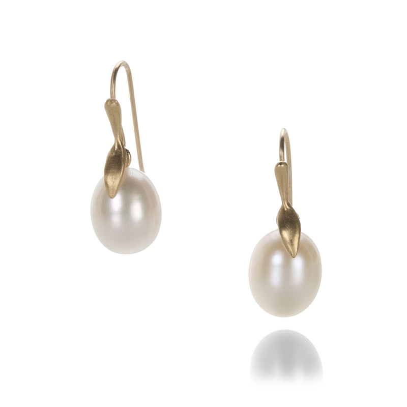 Annette Ferdinandsen White Pearl Simple Bird Earrings | Quadrum Gallery