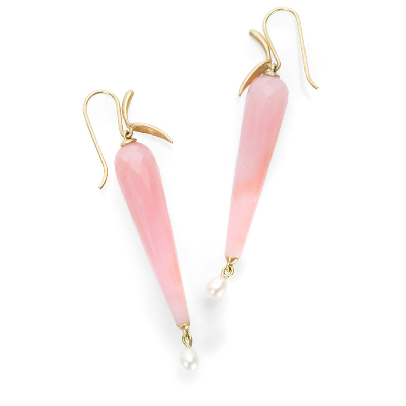Annette Ferdinandsen Pink Opal and Pearl Simple Bird Earrings | Quadrum Gallery