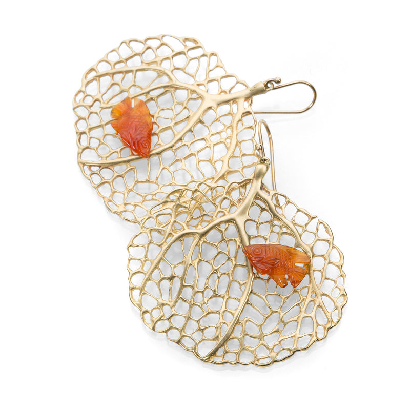 Annette Ferdinandsen Sea Fans with Carnelian Fish Earrings | Quadrum Gallery