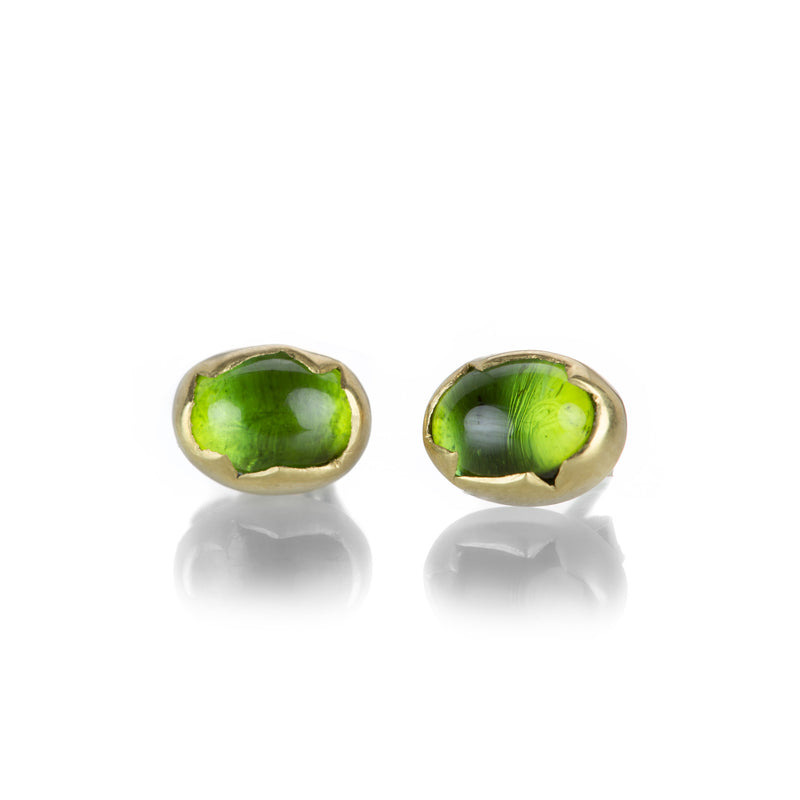 Annette Ferdinandsen Green Tourmaline Egg Stud Earrings | Quadrum Gallery