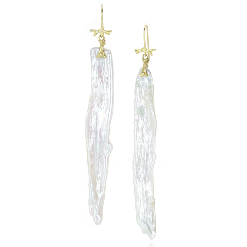 Annette Ferdinandsen Pearl Icicle Drop Earrings on Diamond Branches | Quadrum Gallery