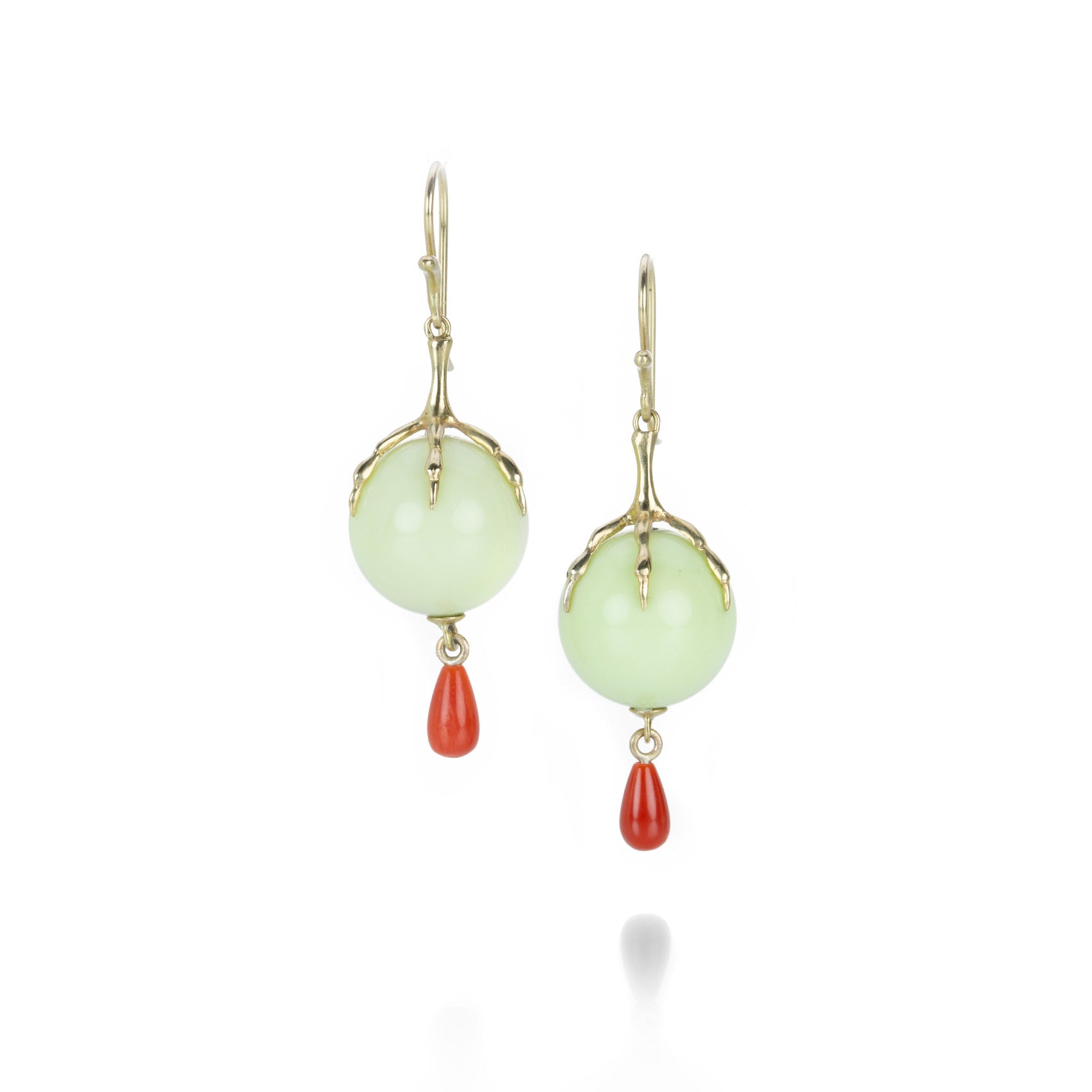 Lemon Jade and Coral Earrings