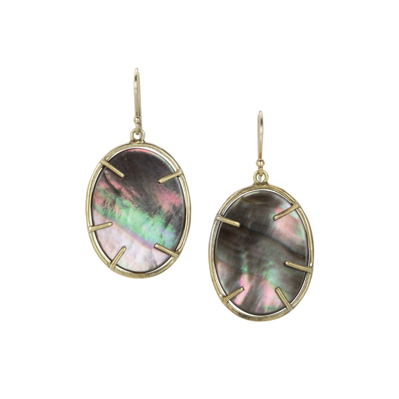 Annette Ferdinandsen Black Mother of Pearl Silver Dollar Plant Earrings | Quadrum Gallery