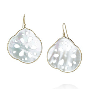 Annette Ferdinandsen White Mother of Pearl Lotus Root Earrings | Quadrum Gallery