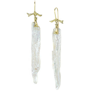 Annette Ferdinandsen Pearl Icicle Drop Earrings on Pave Diamond Branch | Quadrum Gallery