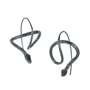 Annette Ferdinandsen Oxidized Stering Silver Serpent Earrings | Quadrum Gallery