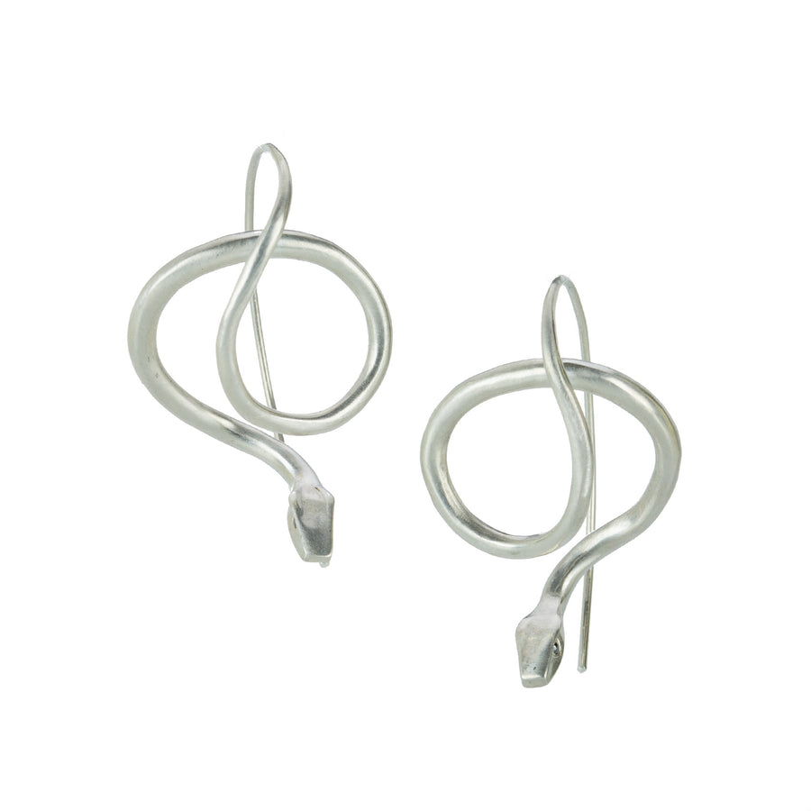 Annette Ferdinandsen Sterling Silver Serpent Earrings with Diamond Eyes | Quadrum Gallery