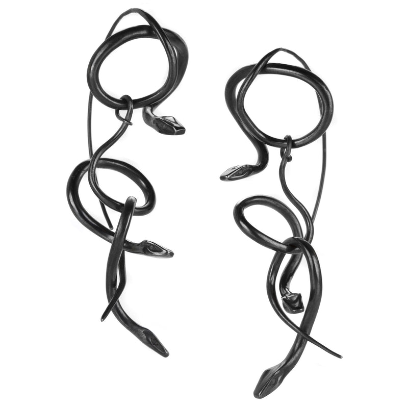 Annette Ferdinandsen Oxidized Silver Serpent Chandelier Earrings | Quadrum Gallery