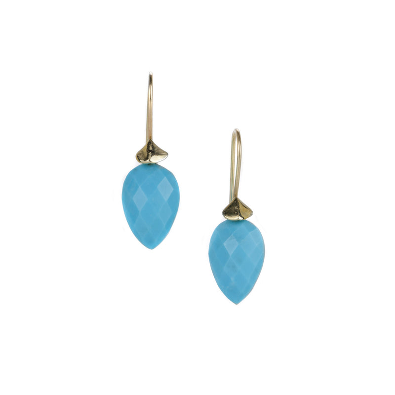 Annette Ferdinandsen 14k Yellow Gold Simple Bug Turquoise Earrings | Quadrum Gallery