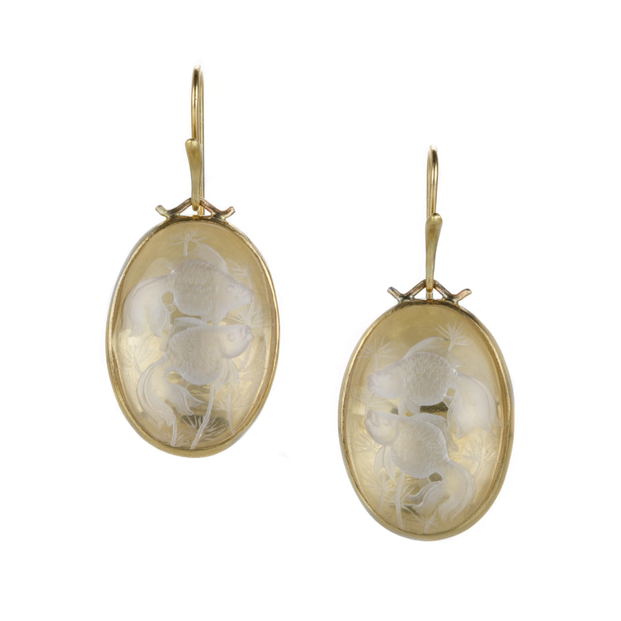 Annette Ferdinandsen One of a Kind Crystal Cameo Double Fish Earrings | Quadrum Gallery
