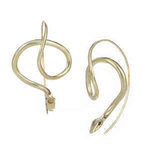 Annette Ferdinandsen 14k Yellow Gold Serpent Earrings with Ruby | Quadrum Gallery