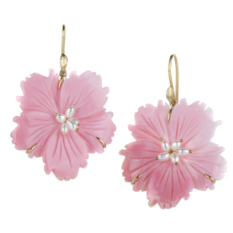 Annette Ferdinandsen 18K Yellow Gold Pink Conch Wild Rose Earrings | Quadrum Gallery