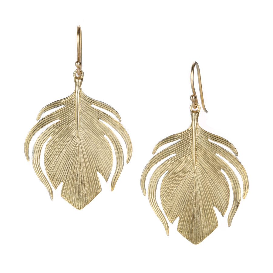 Annette Ferdinandsen 14k Small Peacock Feather Earrings  | Quadrum Gallery