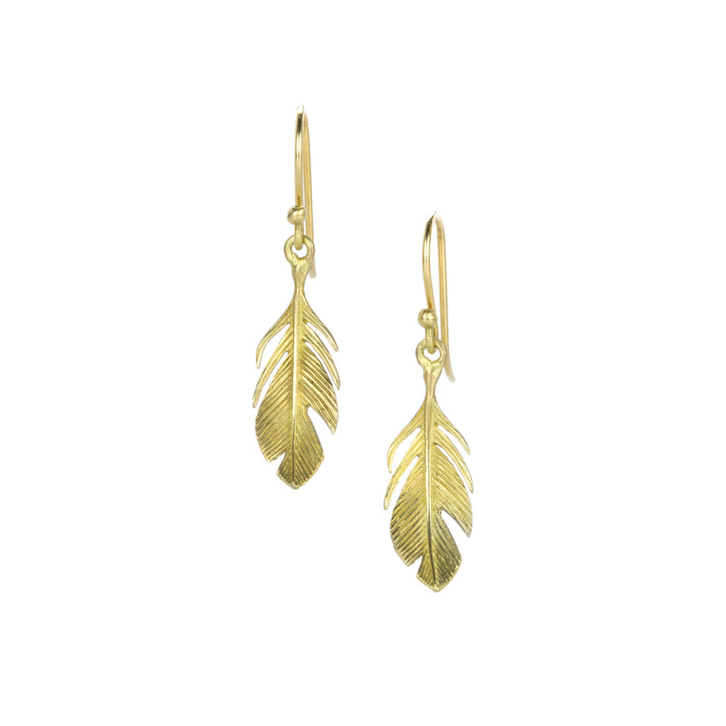 Annette Ferdinandsen Small Feather Drop Earrings in 18k  | Quadrum Gallery
