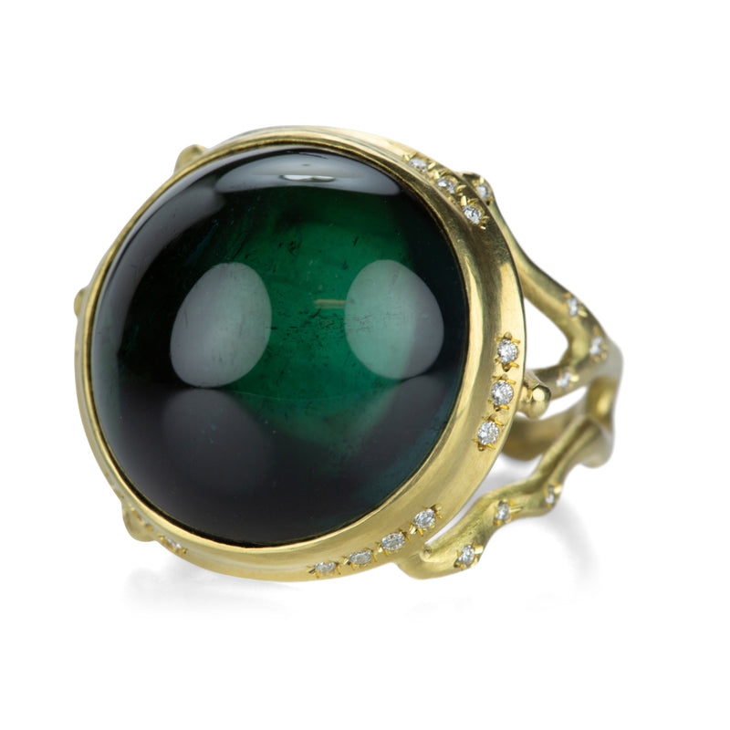 Annette Ferdinandsen Green Tourmaline Branch Ring with Diamond Pave | Quadrum Gallery