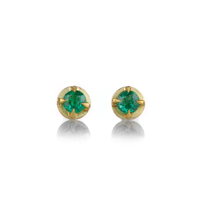 Annie Fensterstock Prong Set Emerald Studs | Quadrum Gallery