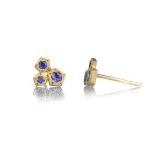 Annie Fensterstock Triple Blue Sapphire Rock Studs | Quadrum Gallery