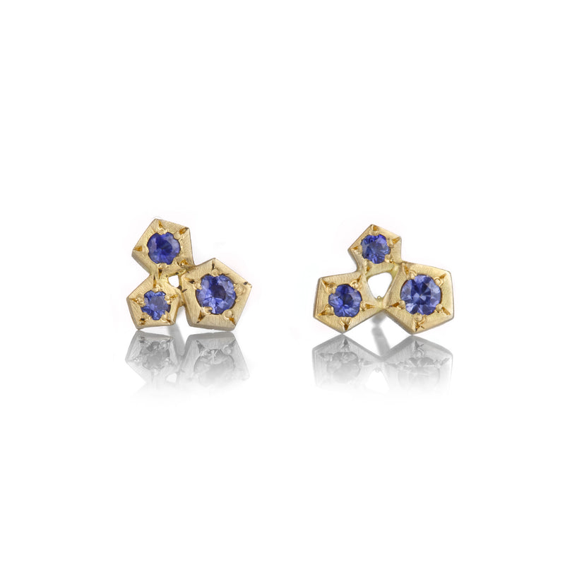 Annie Fensterstock Triple Blue Sapphire Rock Studs | Quadrum Gallery