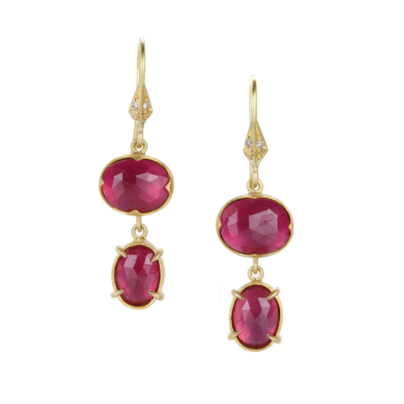 Annie Fensterstock Double Drop Earrings with Ruby | Quadrum Gallery