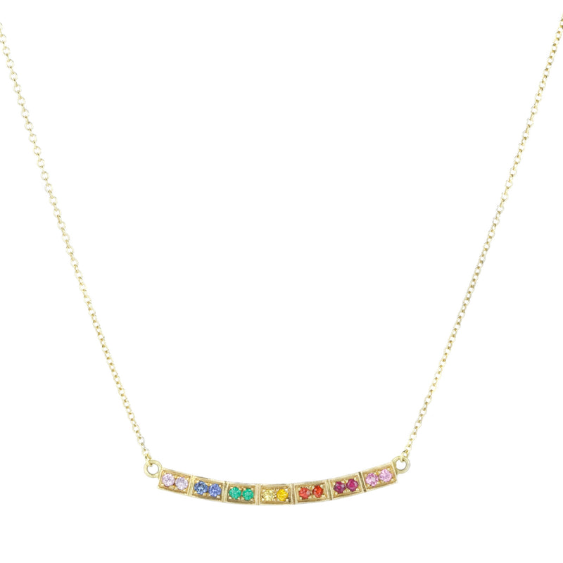 Annie Fensterstock Rainbow Sapphire Bar Necklace | Quadrum Gallery