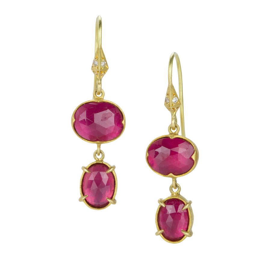 Annie Fensterstock Double Ruby Drop Earrings | Quadrum Gallery