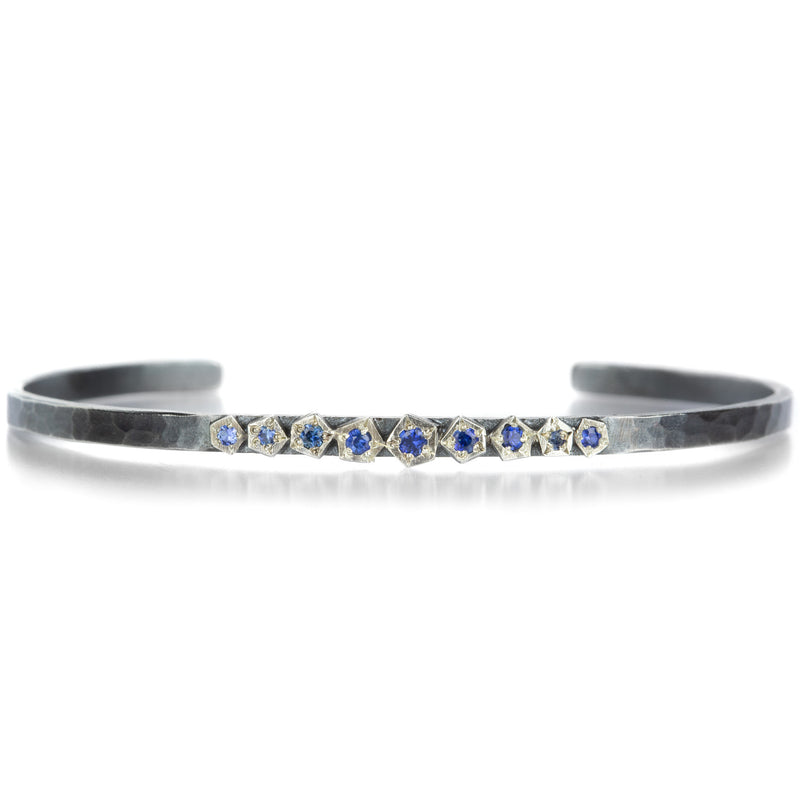Annie Fensterstock Blue Sapphire Thin Rock Cuff  | Quadrum Gallery
