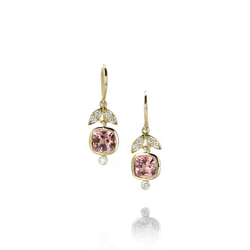Alexis Kletjian Padparadscha Spinel Lotus Diamond Earrings | Quadrum Gallery