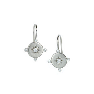 Alexis Kletjian White Gold Matte Lucky Star Diamond Earrings  | Quadrum Gallery