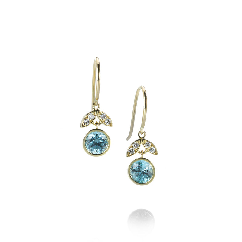 Alexis Kletjian Blue Zircon and Diamond Lotus Earrings | Quadrum Gallery