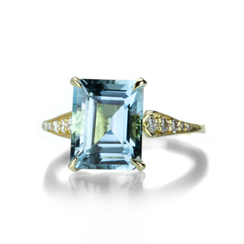 Alexis Kletjian Emerald Cut Aquamarine Ring with Diamonds | Quadrum Gallery