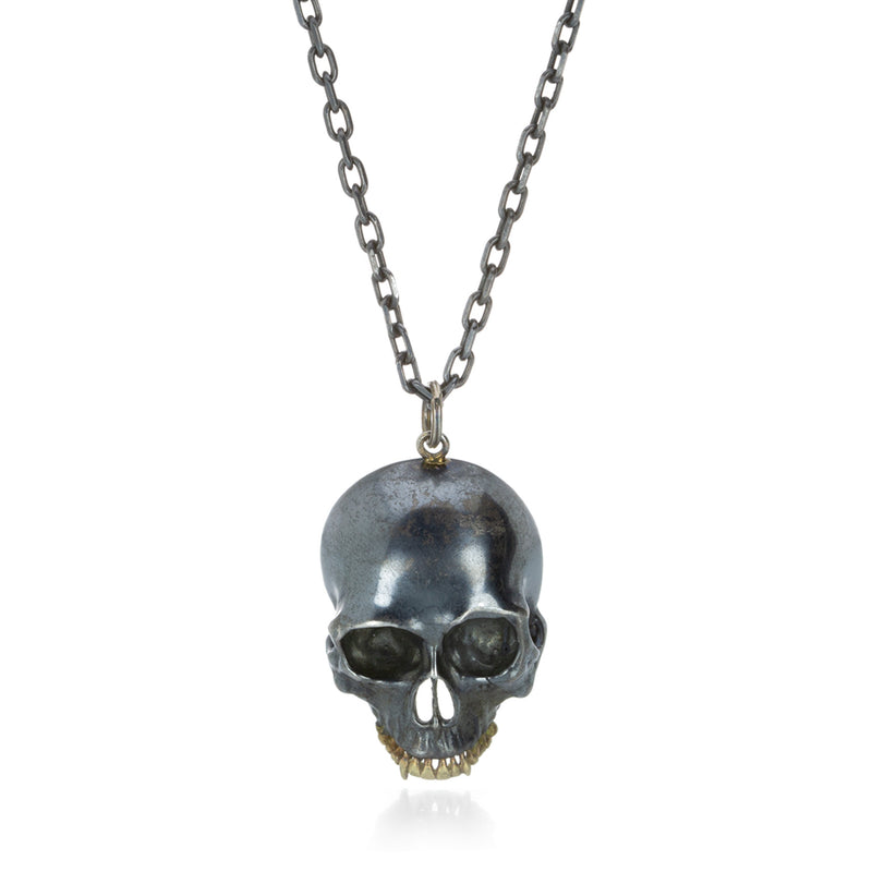 Anthony Lent Black and Gold Skull Pendant Necklace | Quadrum Gallery
