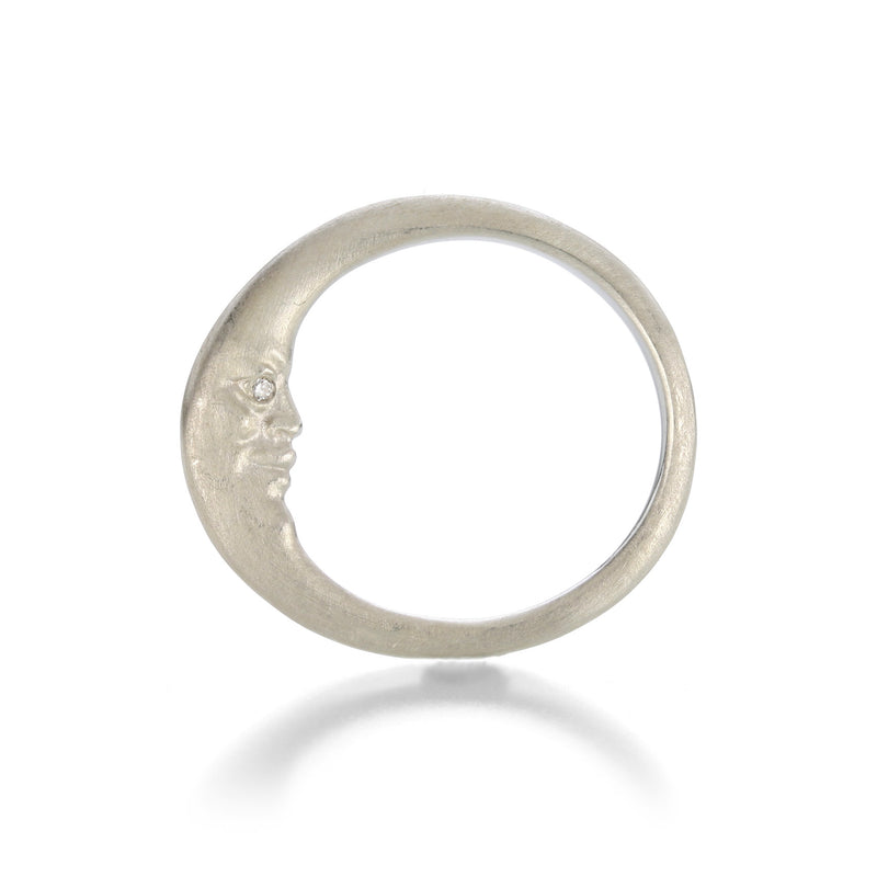Anthony Lent Platinum Crescent Moonface Ring | Quadrum Gallery