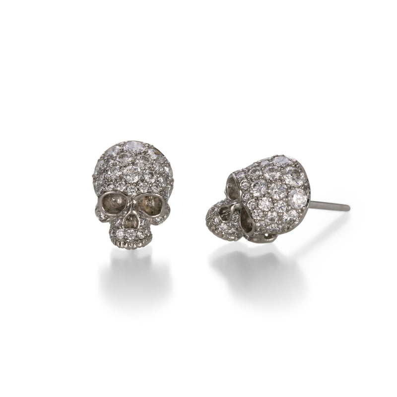 Anthony Lent Pave Diamond Skull Stud Earrings | Quadrum Gallery