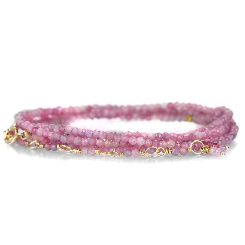 Anne Sportun Multicolored Pink Ruby Bead Wrap Bracelet - 34" | Quadrum Gallery